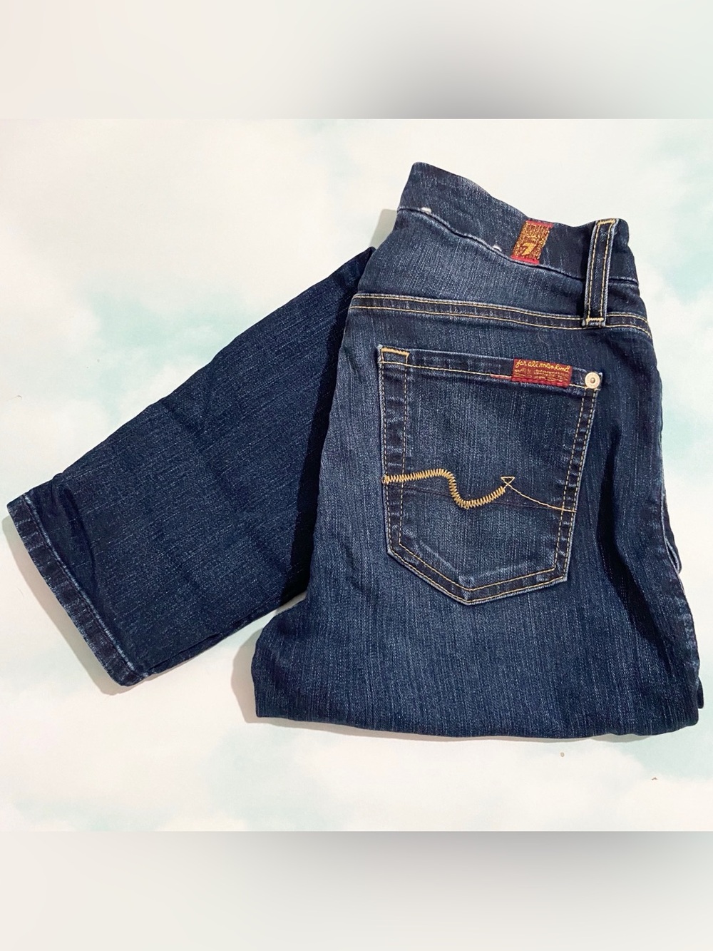 7 For All Mankind Dark Blue Denim Kimmie Crop Jeans Size 24